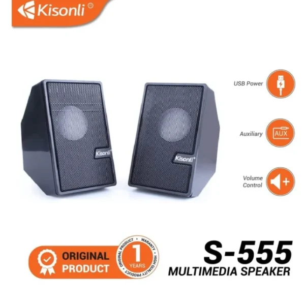 Kisonli multimedia speaker 2.0 - black- Bluetooth S-555