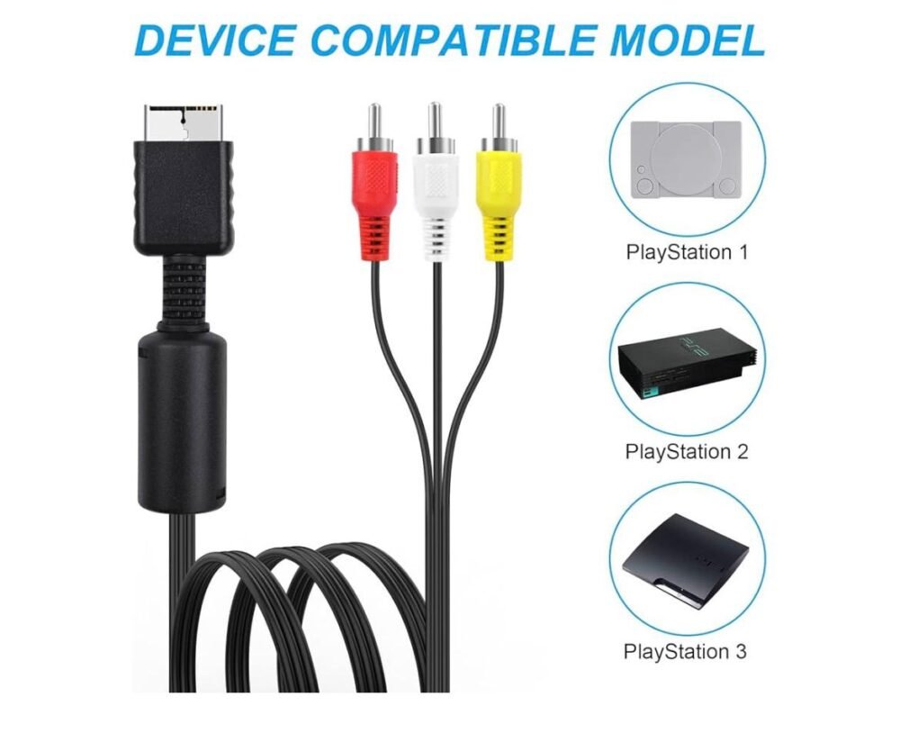 ⁦6FT AV Cable for PS3 PS2 PS1, AV to RCA Composite Audio Video Cable Cord Compatible with Sony PlayStation 2 PS2 PS1 PS3⁩ - الصورة ⁦2⁩