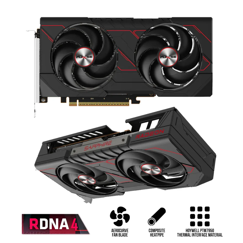 ⁦Sapphire Pulse AMD Radeon RX 9060 XT Gaming OC 8GB GDDR6 Graphics Card⁩ - الصورة ⁦2⁩