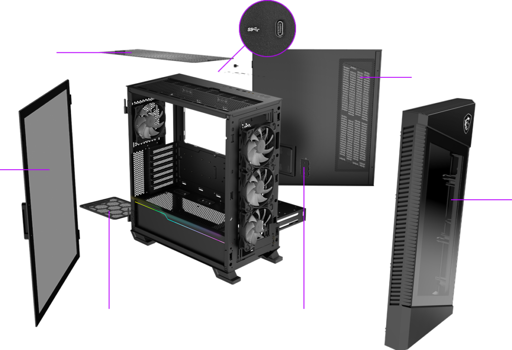 MSI MPG VELOX 100R ARGB Gaming Mid Tower Case - الصورة 4