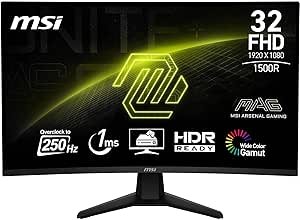 MSI MAG 32C6X 32 Inch VA FHD Curved Frameless Gaming Monitor 250Hz
