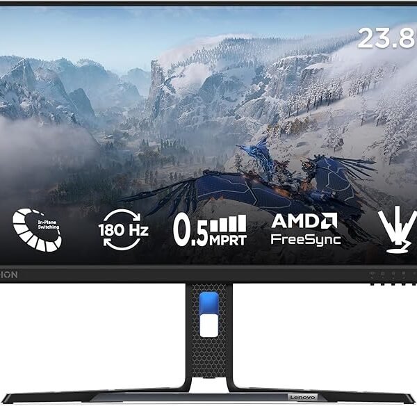 Lenovo Legion R24e Gaming Monitor, 23.8"FHD IPS, 180Hz Refresh, 99% sRGB, 0.5 ms (MPRT), Tilt, Swivel, Pivot, Height Adjust Stand, Eye Comfort 2.0, Gaming Console Support