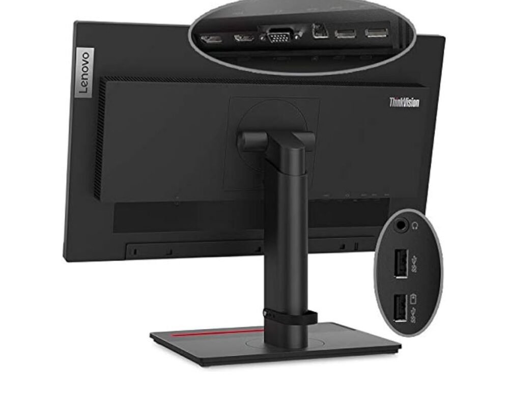 ⁦Lenovo ThinkVision T22i-20 - Computer Monitor LED 21.5", 1920 x 1080 Full HD (1080p) @ 75 Hz, Black⁩ - الصورة ⁦3⁩